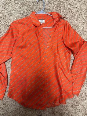 Silk like new J. Crew Orange Chain-Print Button-Down Shirt